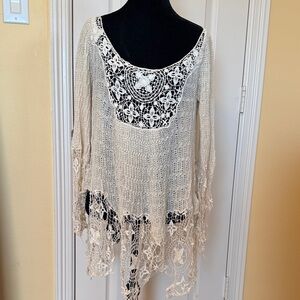 Free People Cream Lace Blouse